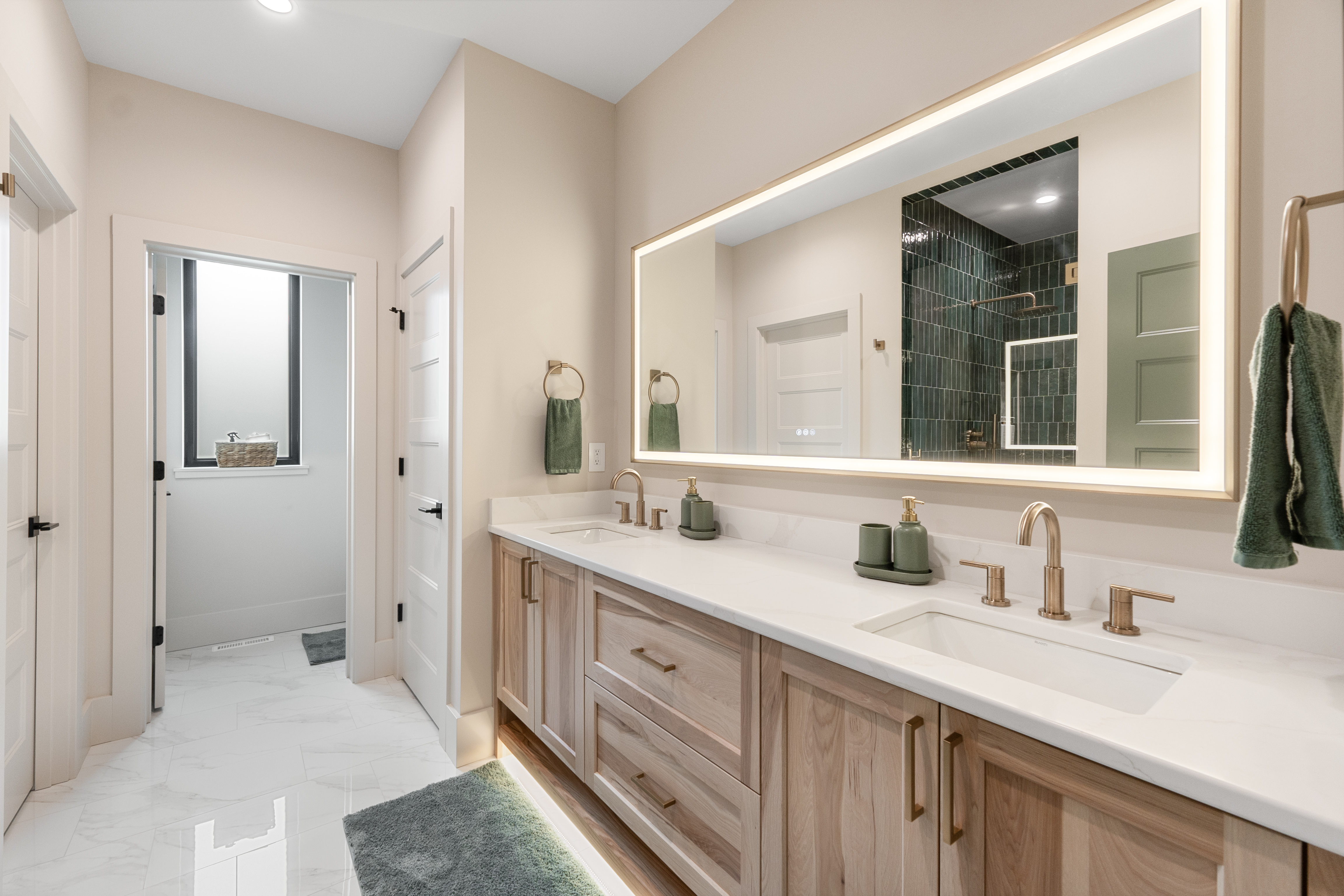 Master Bath 2 spa shower with green tile